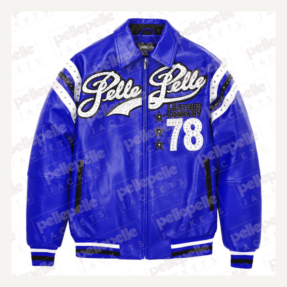 
Encrusted Varsity Chaqueta de Cuero (Navy) para Mujer
