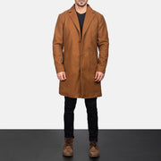 
Vista de detalle of Notch & Button Hardware on Petrillo Khaki Wool Single Breasted Abrigo de Cuero para Hombre