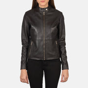 
Rave Brown Leather Biker Jacket in Brown Sheepskin Leather - Vista frontal y silueta entallada | Comprar online