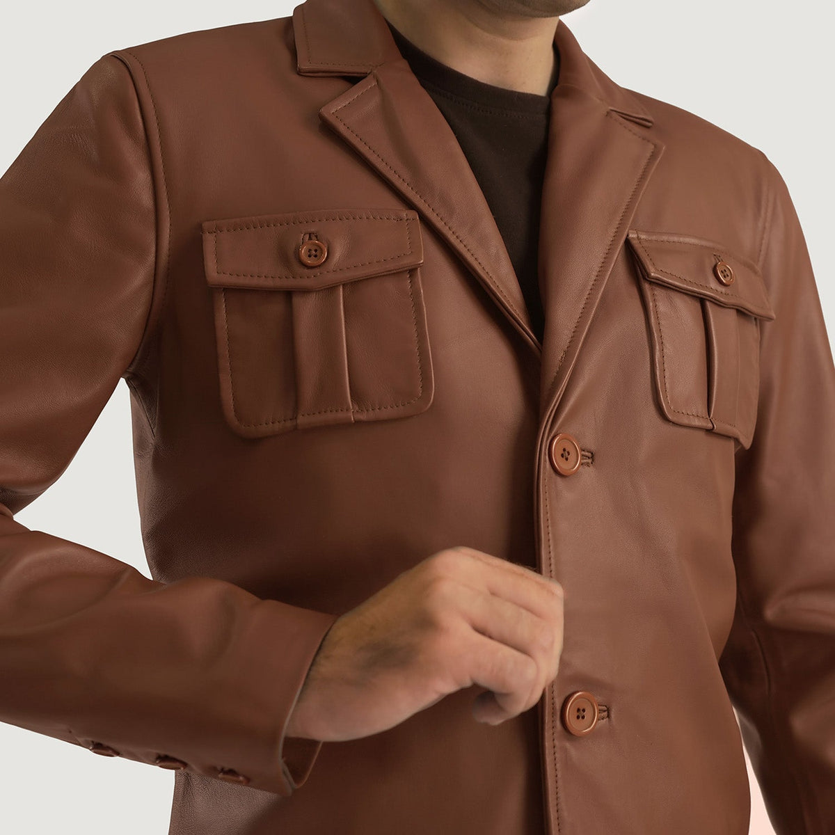 Ray Cutler Chaqueta de Cuero para Hombre – Vista alternativa del producto 6