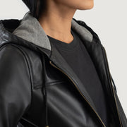 
Rebella Hooded Chaqueta Bomber de Cuero para Mujer – alternate product view 6