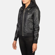 
Roslyn Hooded Chaqueta Bomber de Cuero para Mujer – alternate product view 2