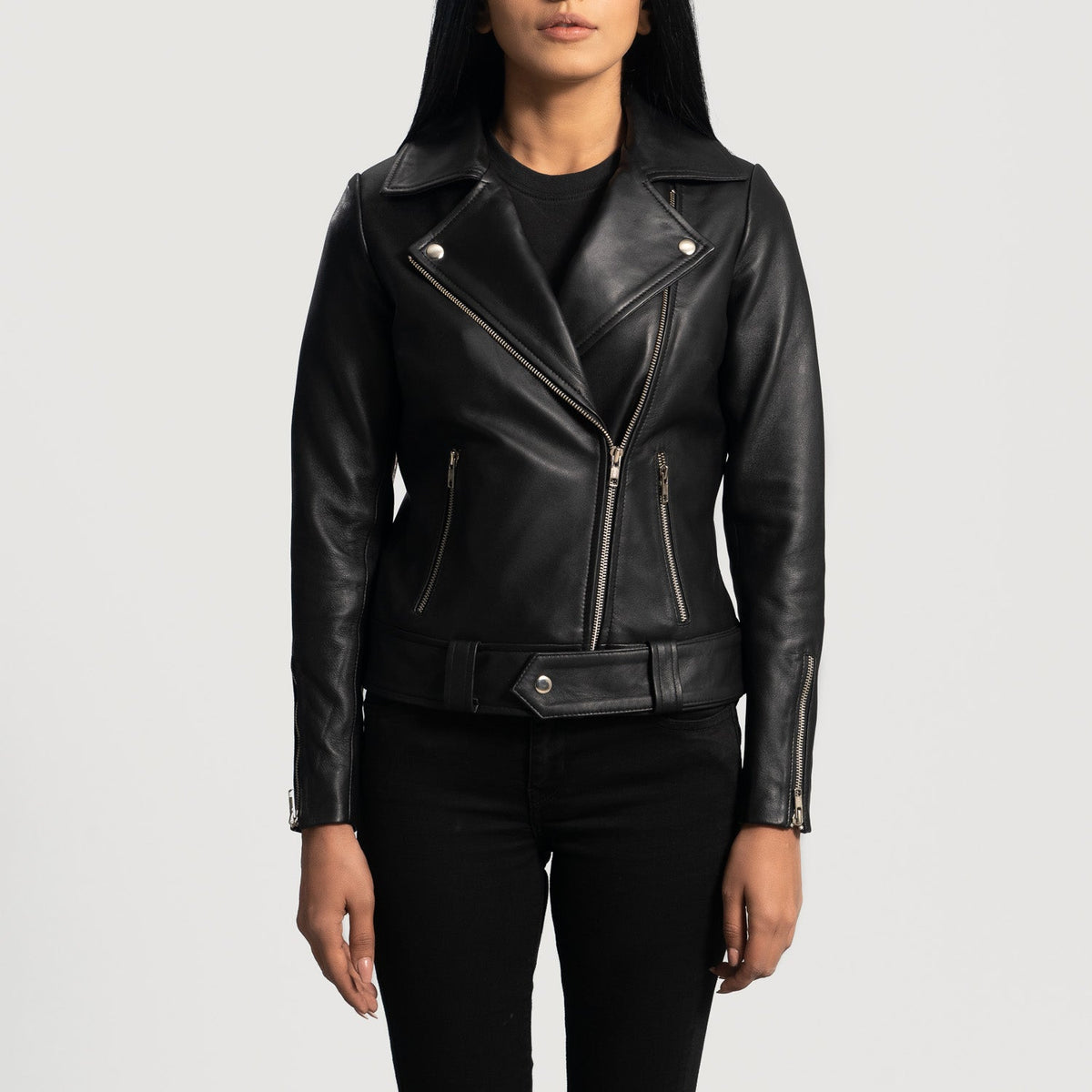Rumy Granate Chaqueta Biker de Cuero para Mujer – Vista alternativa del producto 4