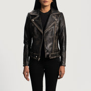 Rumy Granate Chaqueta Biker de Cuero para Mujer – Vista alternativa del producto 1