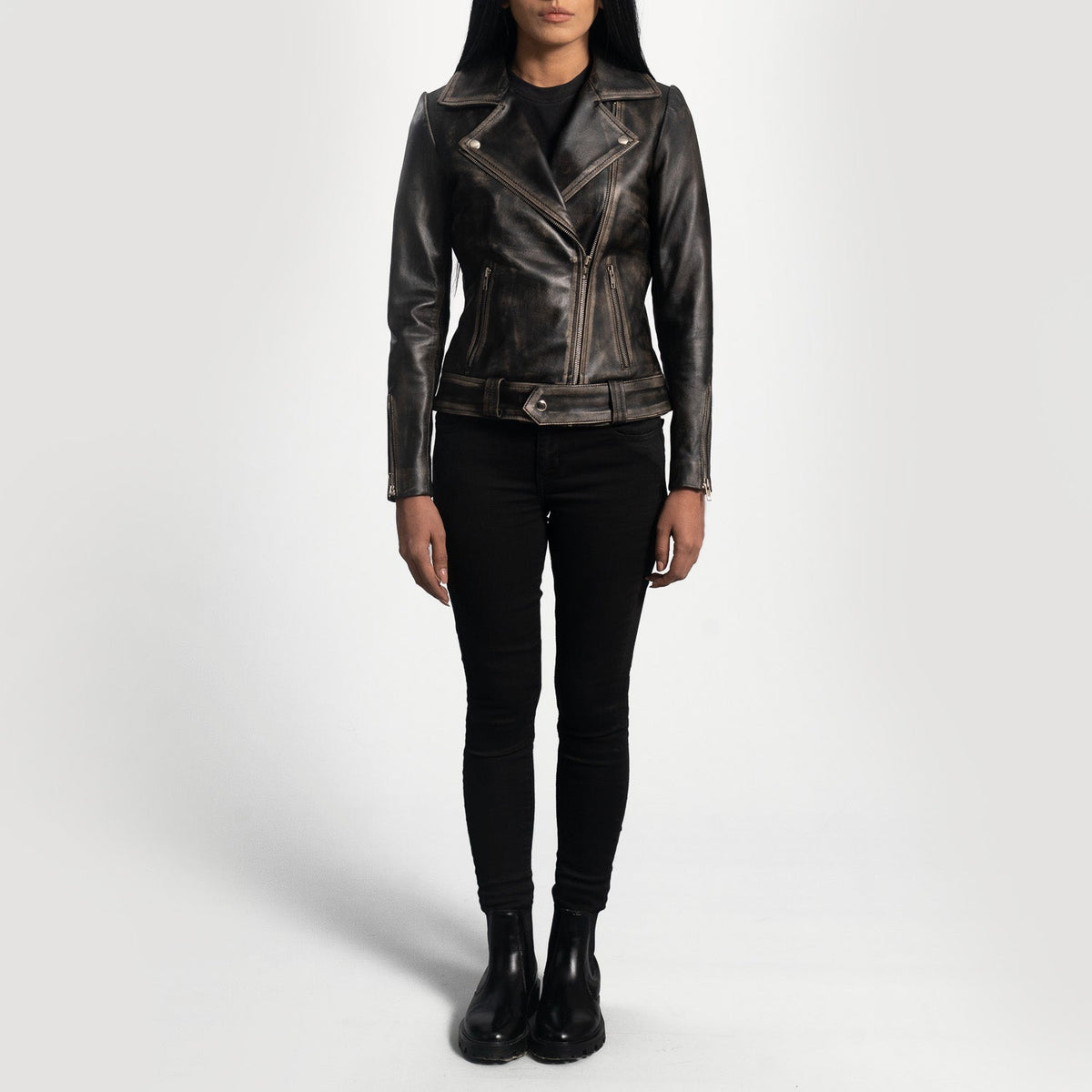 Rumy Granate Chaqueta Biker de Cuero para Mujer – Vista alternativa del producto 3