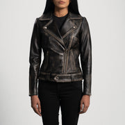 Rumy Granate Chaqueta Biker de Cuero para Mujer – Vista alternativa del producto 4