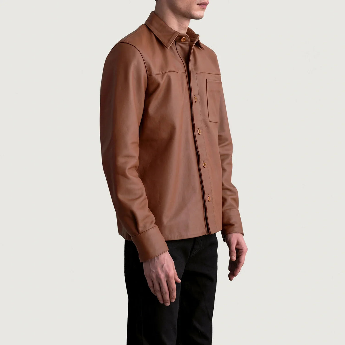 
Matte Brown Cowhide leather Jacket - Vista posterior con hombros definidos y bajo impecable