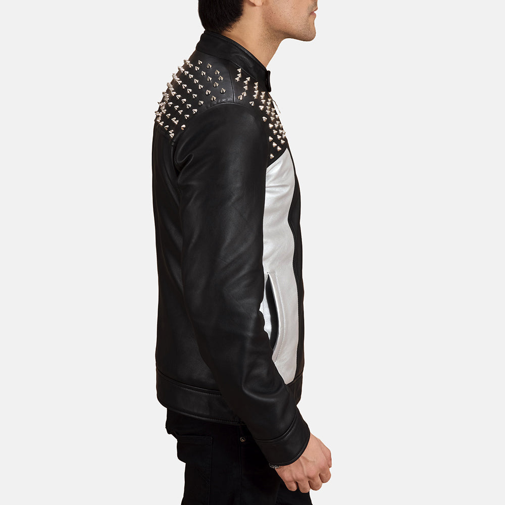 Black Sheepskin Leather Biker Jacket - Vista trasera con ajuste entallado en hombros y bajo impecable