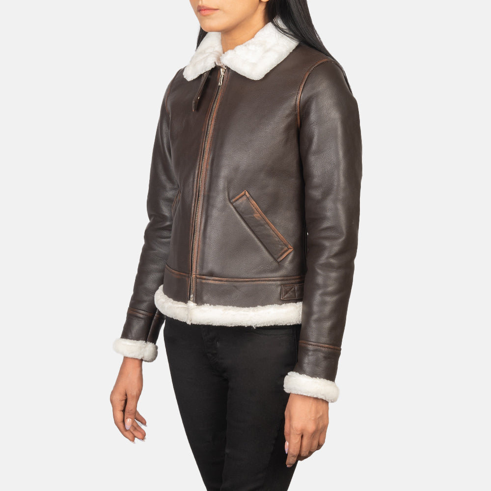 
Sherilyn B-3 Negro Chaqueta Bomber de Cuero para Mujer – alternate product view 2