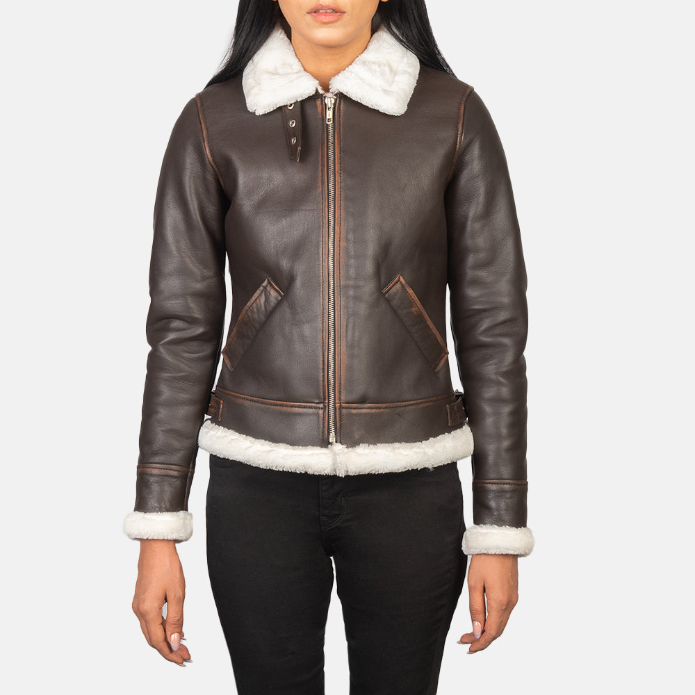 
Sherilyn B-3 Negro Chaqueta Bomber de Cuero para Mujer – alternate product view 4