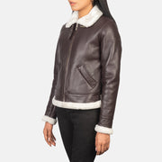 
Sherilyn B-3 Negro Chaqueta Bomber de Cuero para Mujer – alternate product view 2