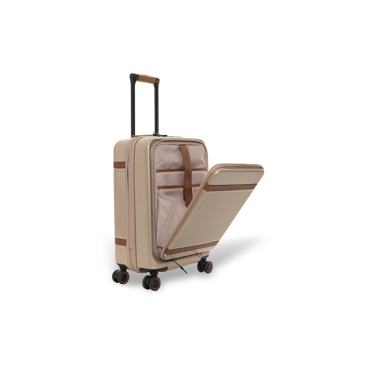 Hand Luggage Suitcase Front Pocket Zuna - Vista de perfil lateral con corte ergonómico de manga
