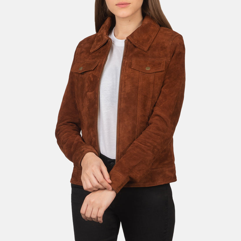 Suzy Trucker Marrón Chaqueta de Cuero para Mujer