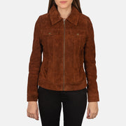 
Brown Goatskin suede Jacket - Vista posterior con hombros definidos y bajo impecable