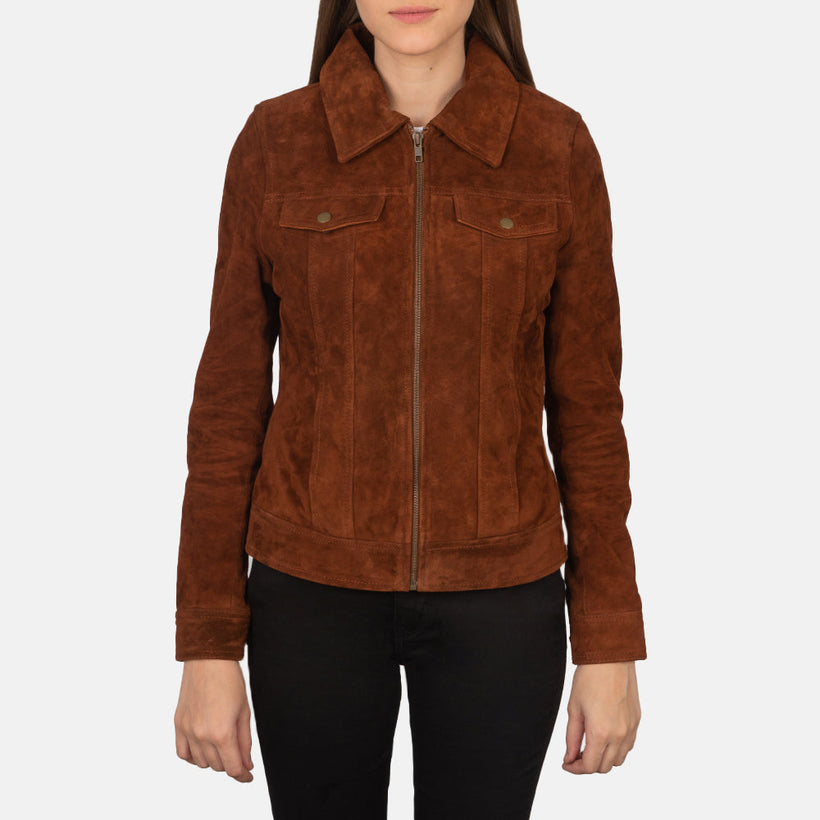 Suzy Trucker Marrón Chaqueta de Cuero para Mujer