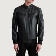 Men's Sven Mocha Suede Bomber Jacket in Dark Brown Goatskin Suede - Vista frontal y silueta a medida | Comprar online