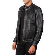 Black Sheepskin Leather Biker Jacket - Vista trasera con ajuste entallado en hombros y bajo impecable