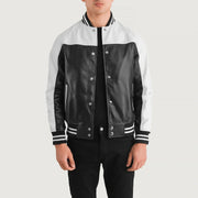 Terrance Negro Varsity Chaqueta de Cuero para Hombre – Vista alternativa del producto 1