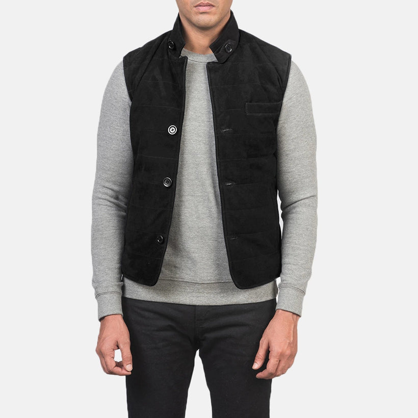 Tony Negro Suede Vest para Hombre