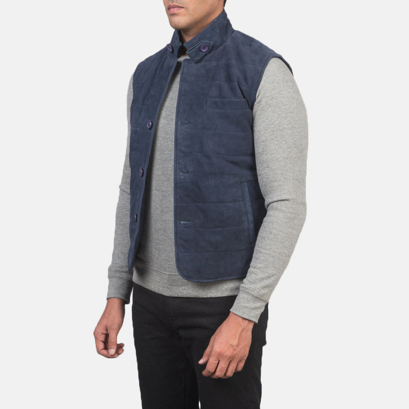 Tony Azul Suede Vest para Hombre