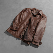 
Open Hem & Hem Craftsmanship Construction Detail on Vincent Alley Marrón Chaqueta de Cuero para Hombre