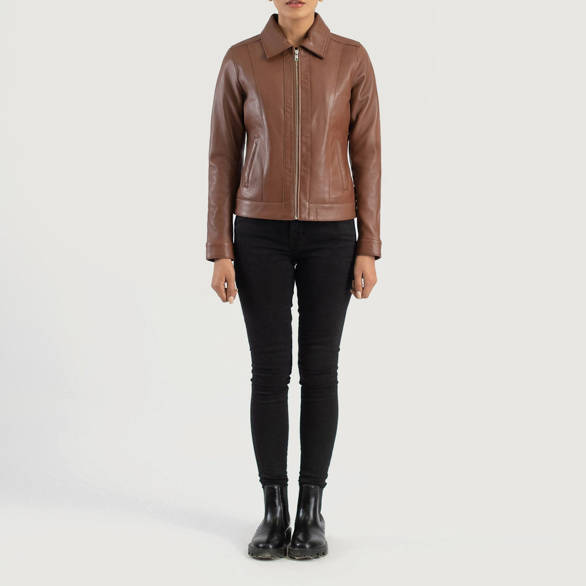 Vixen Classic Collar Chaqueta de Cuero para Mujer – Vista alternativa del producto 3