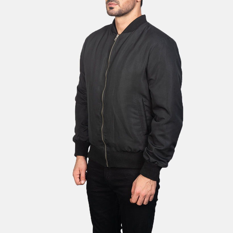 Zack Negro Cazadora Bomber de Cuero para Hombre