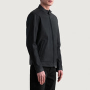 Matte Black Cowhide Leather Biker Jacket - Vista trasera con ajuste entallado en hombros y bajo impecable